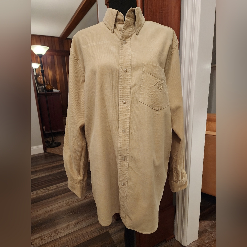 Chaps corduroy shirt, tan, size medium